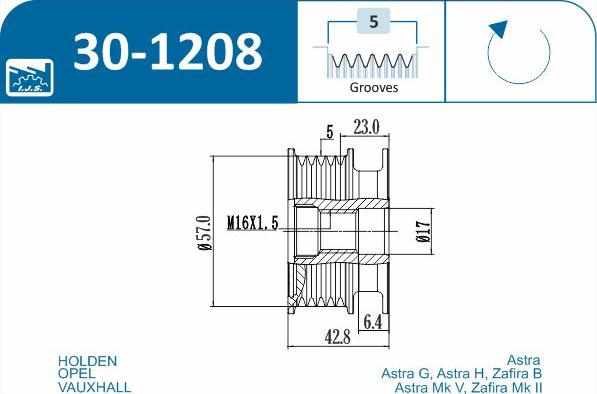 IJS GROUP 30-1208 - Piedziņas skriemelis, Ģenerators ps1.lv