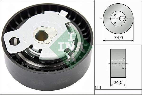 INA 531 0497 10 - Spriegotājrullītis, Gāzu sadales mehānisma piedziņas siksna ps1.lv