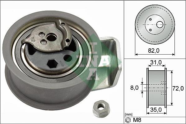 INA 531 0436 20 - Spriegotājrullītis, Gāzu sadales mehānisma piedziņas siksna ps1.lv