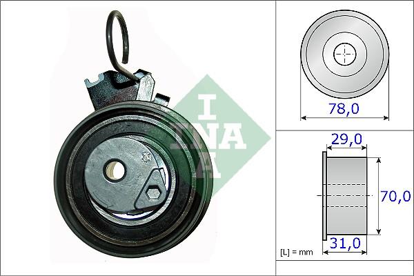 INA 531 0532 10 - Spriegotājrullītis, Gāzu sadales mehānisma piedziņas siksna ps1.lv