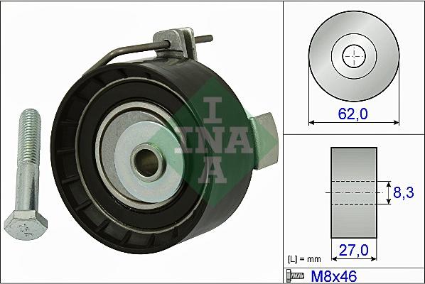 INA 531 0813 10 - Spriegotājrullītis, Gāzu sadales mehānisma piedziņas siksna ps1.lv