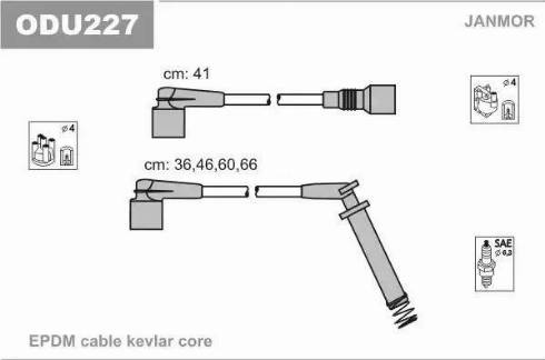 Janmor ODU227 - Augstsprieguma vadu komplekts ps1.lv