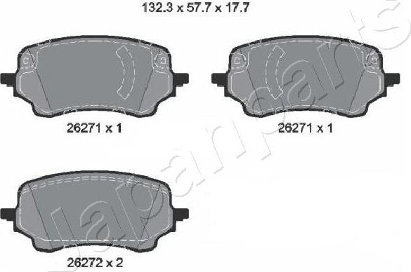 Japanparts PA-0308AF - Bremžu uzliku kompl., Disku bremzes ps1.lv