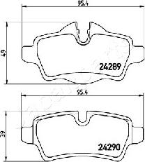 Japanparts PP-0119AF - Bremžu uzliku kompl., Disku bremzes ps1.lv