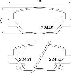 Japanparts PP-0211AF - Bremžu uzliku kompl., Disku bremzes ps1.lv