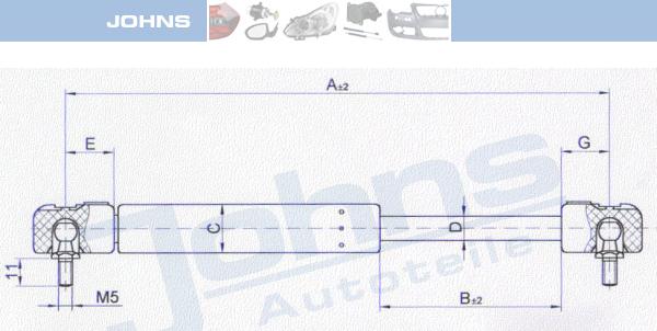 Johns 30 16 95-92 - Gāzes atspere, Bagāžas / Kravas nodalījuma vāks ps1.lv