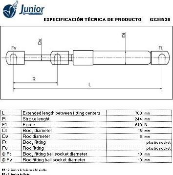 JUNIOR GS28538 - Gāzes atspere, Bagāžas / Kravas nodalījuma vāks ps1.lv