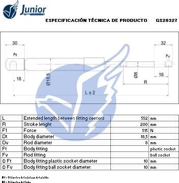 JUNIOR GS28327 - Gāzes atspere, Bagāžas / Kravas nodalījuma vāks ps1.lv