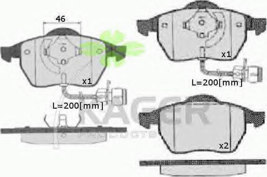 Kager 35-0103 - Bremžu uzliku kompl., Disku bremzes ps1.lv