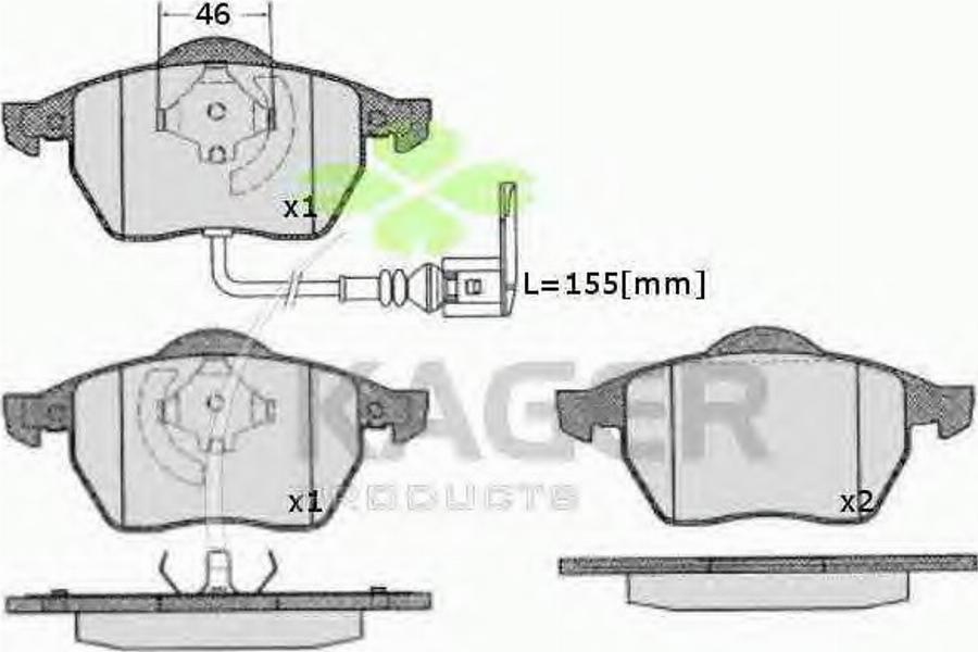 Kager 350216 - Bremžu uzliku kompl., Disku bremzes ps1.lv