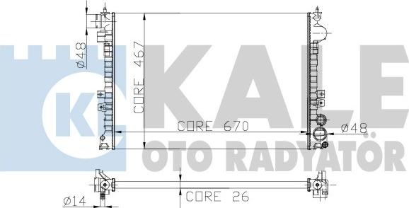 KALE OTO RADYATÖR 242600 - Radiators, Motora dzesēšanas sistēma ps1.lv