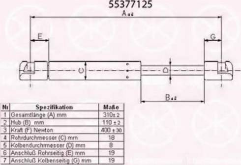 Klokkerholm 55377125 - Gāzes atspere, Aizmugurējais stikls ps1.lv