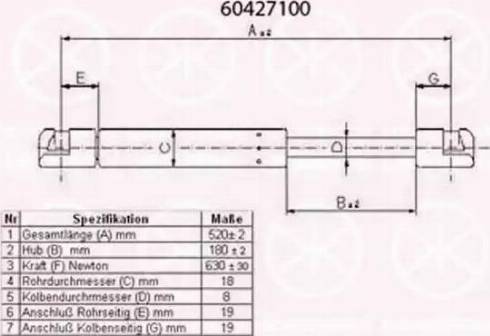 Klokkerholm 60427100 - Gāzes atspere, Bagāžas / Kravas nodalījuma vāks ps1.lv