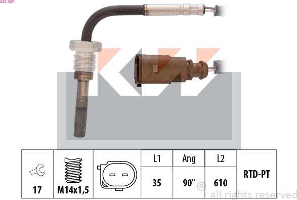 KW 422 067 - Devējs, Izplūdes gāzu temperatūra ps1.lv