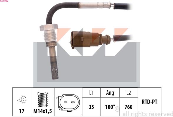 KW 422 002 - Devējs, Izplūdes gāzu temperatūra ps1.lv