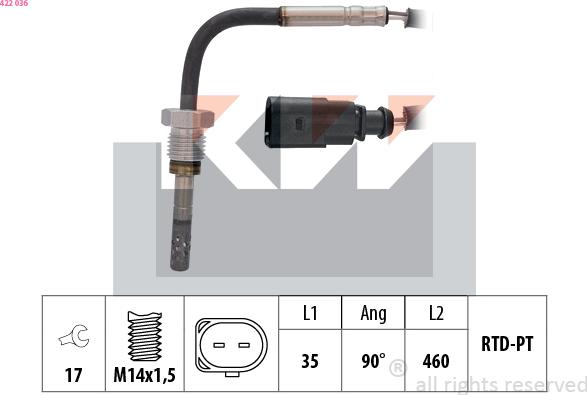 KW 422 036 - Devējs, Izplūdes gāzu temperatūra ps1.lv