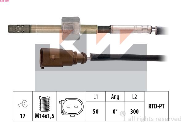 KW 422 149 - Devējs, Izplūdes gāzu temperatūra ps1.lv