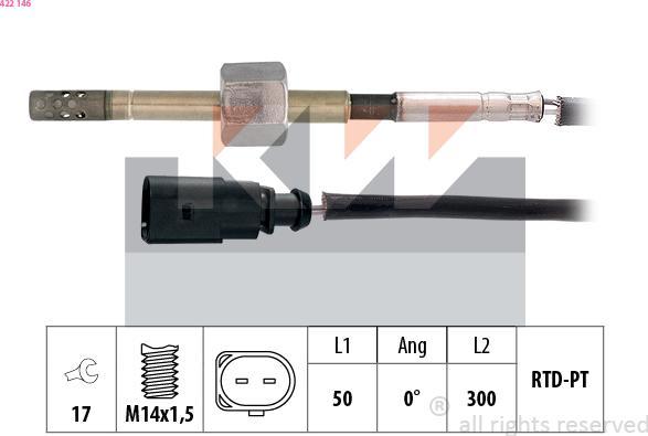 KW 422 146 - Devējs, Izplūdes gāzu temperatūra ps1.lv