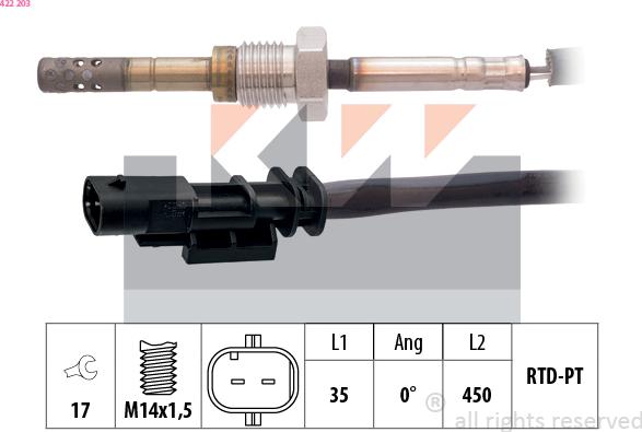 KW 422 203 - Devējs, Izplūdes gāzu temperatūra ps1.lv