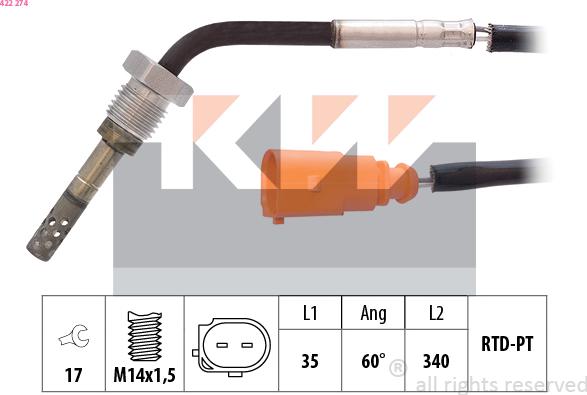 KW 422 274 - Devējs, Izplūdes gāzu temperatūra ps1.lv