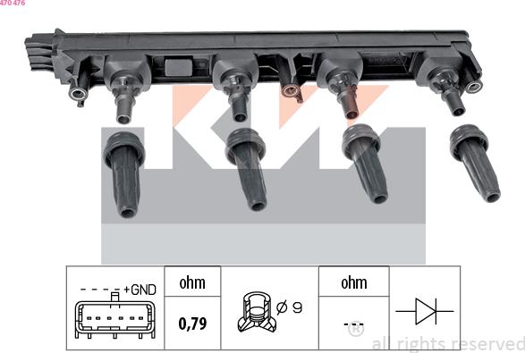 KW 470 476 - Aizdedzes spole ps1.lv