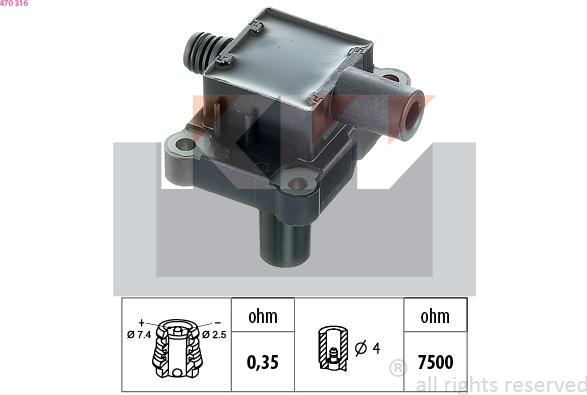 KW 470 316 - Aizdedzes spole ps1.lv