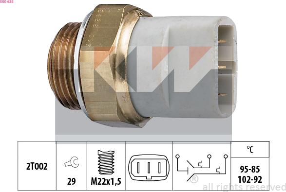 KW 550 635 - Termoslēdzis, Radiatora ventilators ps1.lv