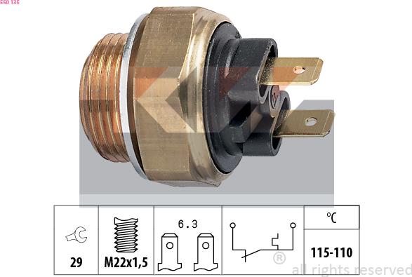 KW 550 135 - Termoslēdzis, Radiatora ventilators ps1.lv