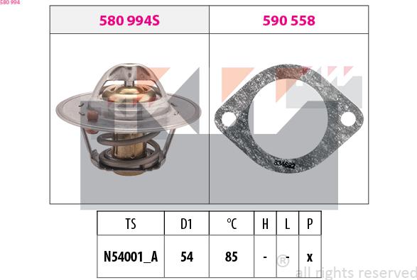 KW 580 994 - Termostats, Dzesēšanas šķidrums ps1.lv