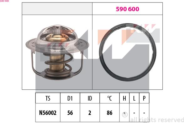 KW 580 949 - Termostats, Dzesēšanas šķidrums ps1.lv