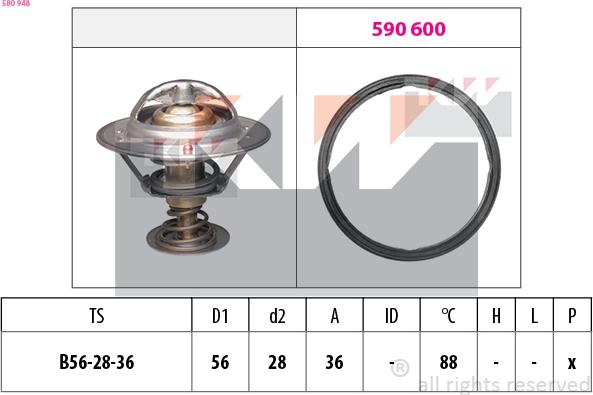 KW 580 948 - Termostats, Dzesēšanas šķidrums ps1.lv