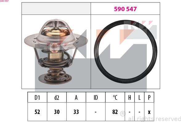 KW 580 947 - Termostats, Dzesēšanas šķidrums ps1.lv