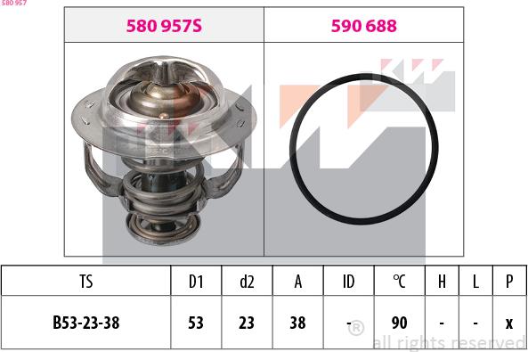 KW 580 957 - Termostats, Dzesēšanas šķidrums ps1.lv