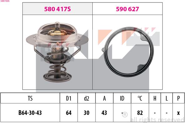 KW 580 926 - Termostats, Dzesēšanas šķidrums ps1.lv