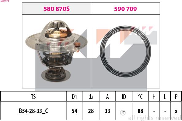 KW 580 971 - Termostats, Dzesēšanas šķidrums ps1.lv