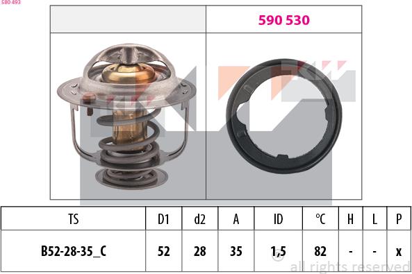 KW 580 493 - Termostats, Dzesēšanas šķidrums ps1.lv