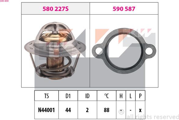 KW 580 409 - Termostats, Dzesēšanas šķidrums ps1.lv