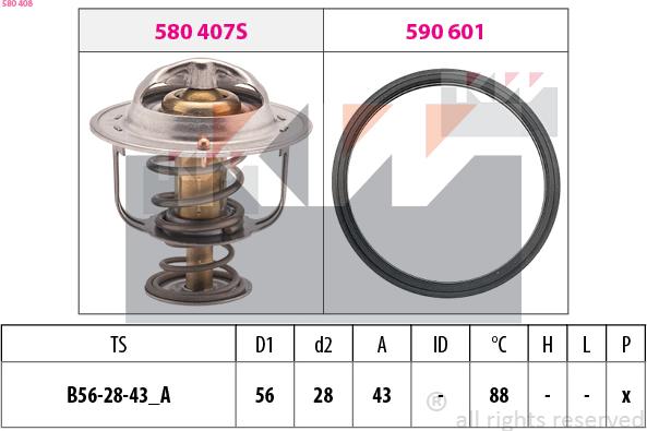 KW 580 408 - Termostats, Dzesēšanas šķidrums ps1.lv