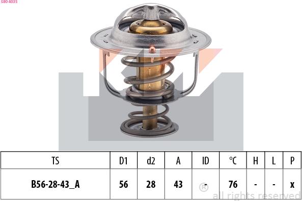 KW 580 403S - Termostats, Dzesēšanas šķidrums ps1.lv