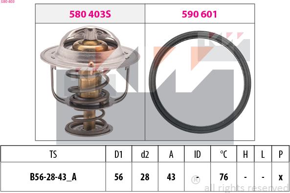 KW 580 403 - Termostats, Dzesēšanas šķidrums ps1.lv