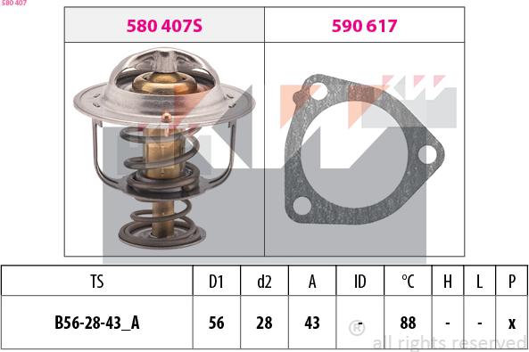 KW 580 407 - Termostats, Dzesēšanas šķidrums ps1.lv