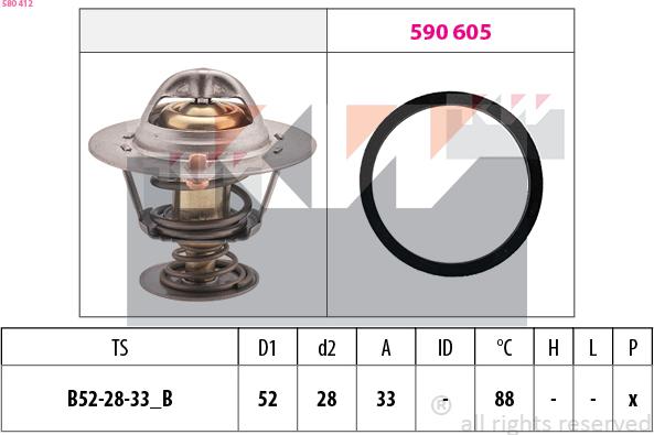 KW 580 412 - Termostats, Dzesēšanas šķidrums ps1.lv