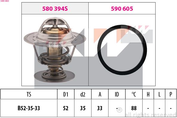 KW 580 483 - Termostats, Dzesēšanas šķidrums ps1.lv