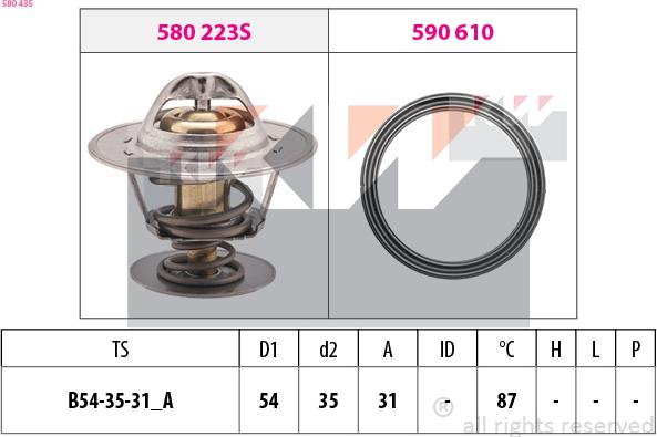 KW 580 435 - Termostats, Dzesēšanas šķidrums ps1.lv