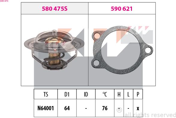 KW 580 475 - Termostats, Dzesēšanas šķidrums ps1.lv