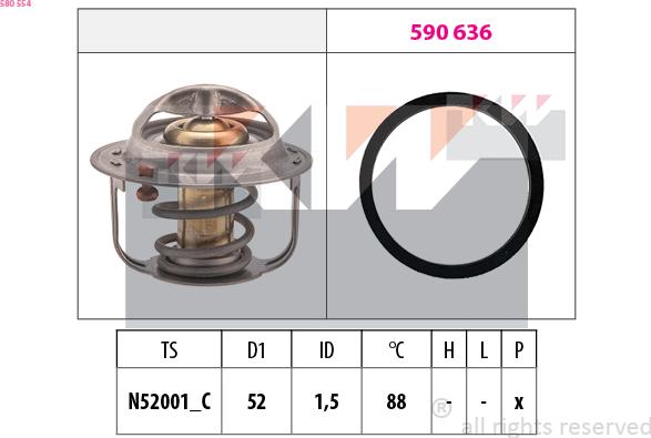 KW 580 554 - Termostats, Dzesēšanas šķidrums ps1.lv