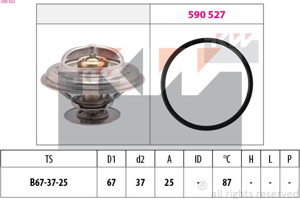 KW 580 552 - Termostats, Dzesēšanas šķidrums ps1.lv