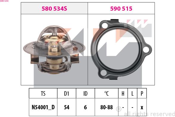 KW 580 534 - Termostats, Dzesēšanas šķidrums ps1.lv