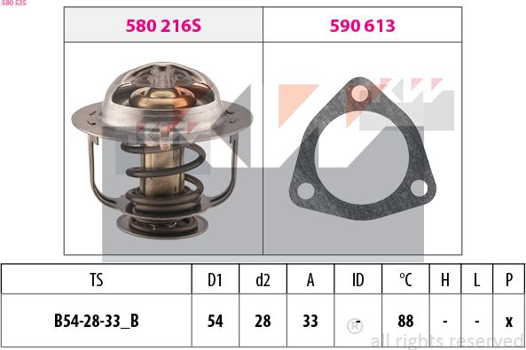 KW 580 535 - Termostats, Dzesēšanas šķidrums ps1.lv