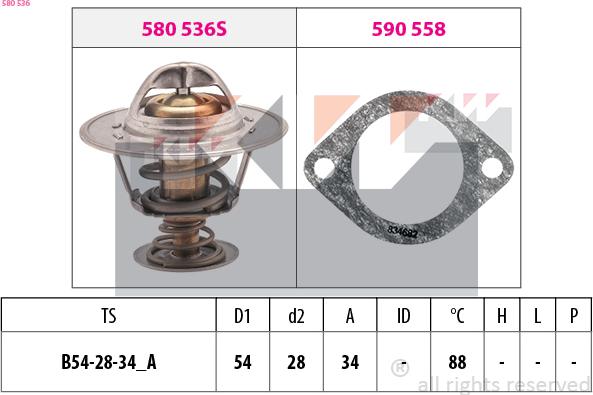 KW 580 536 - Termostats, Dzesēšanas šķidrums ps1.lv